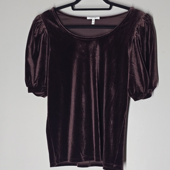 LOFT Tops - Maurices Romantic Velvet Puff Sleeve Top Purple Short Sleeve Womens M Whimsygoth